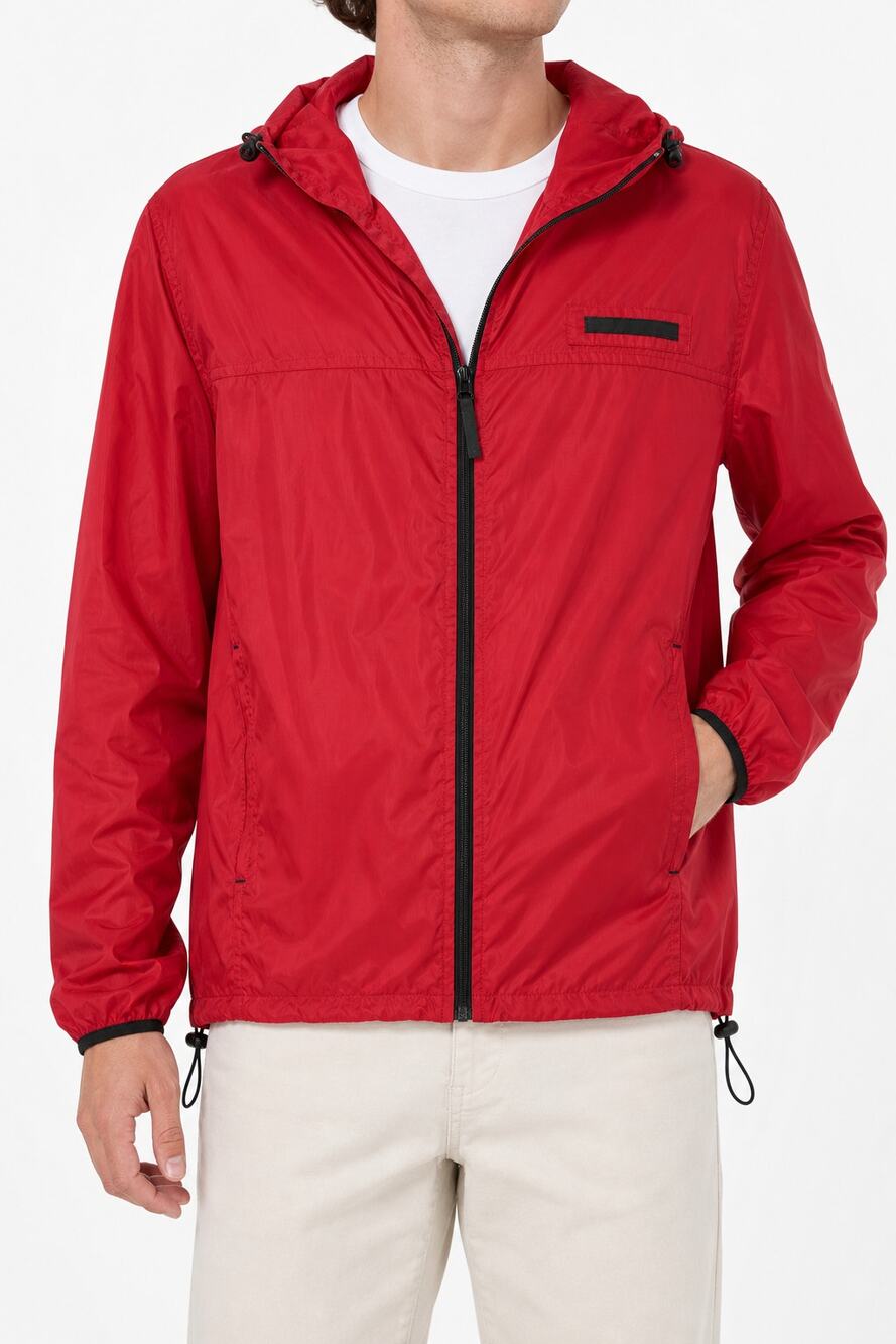 Tommy Hilfiger Men's Red Hooded Windbreaker Jacket Size M Golf Sailing Outdoors